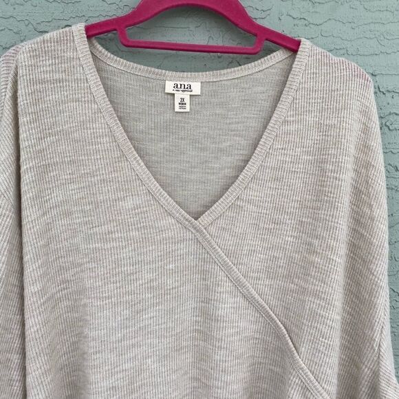 a.n.a. Sz 2X Oatmeal Heather Long-sleeve Top NWT - Picture 4 of 11
